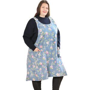 Big Plus Size Aprons for Women with Pockets Cotton Linen Baking Kitchen Cooking
